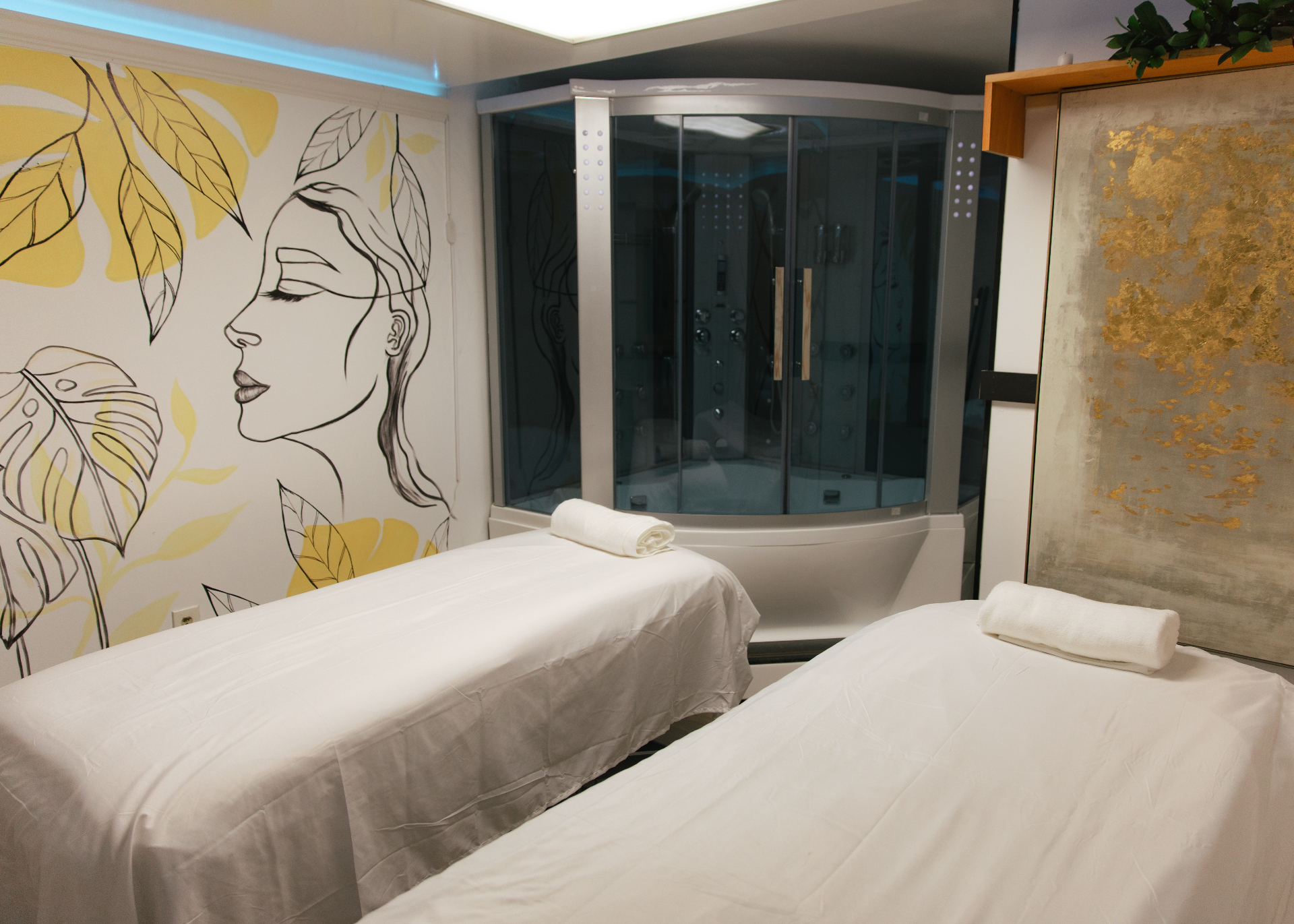 Couples treatment suite with steam shower at HBL Spa