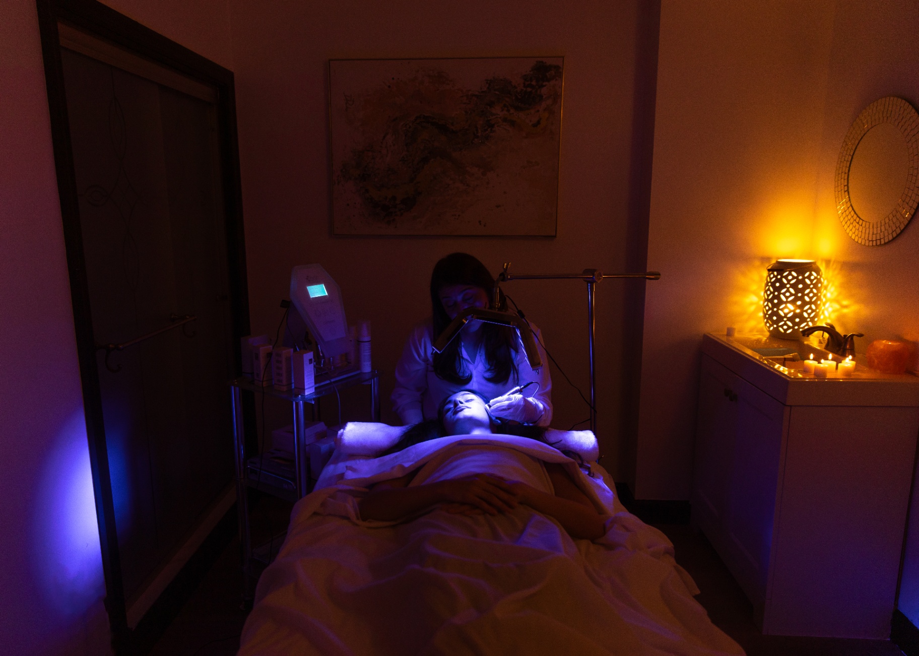 Ambient facial treatment room at HBL Spa
